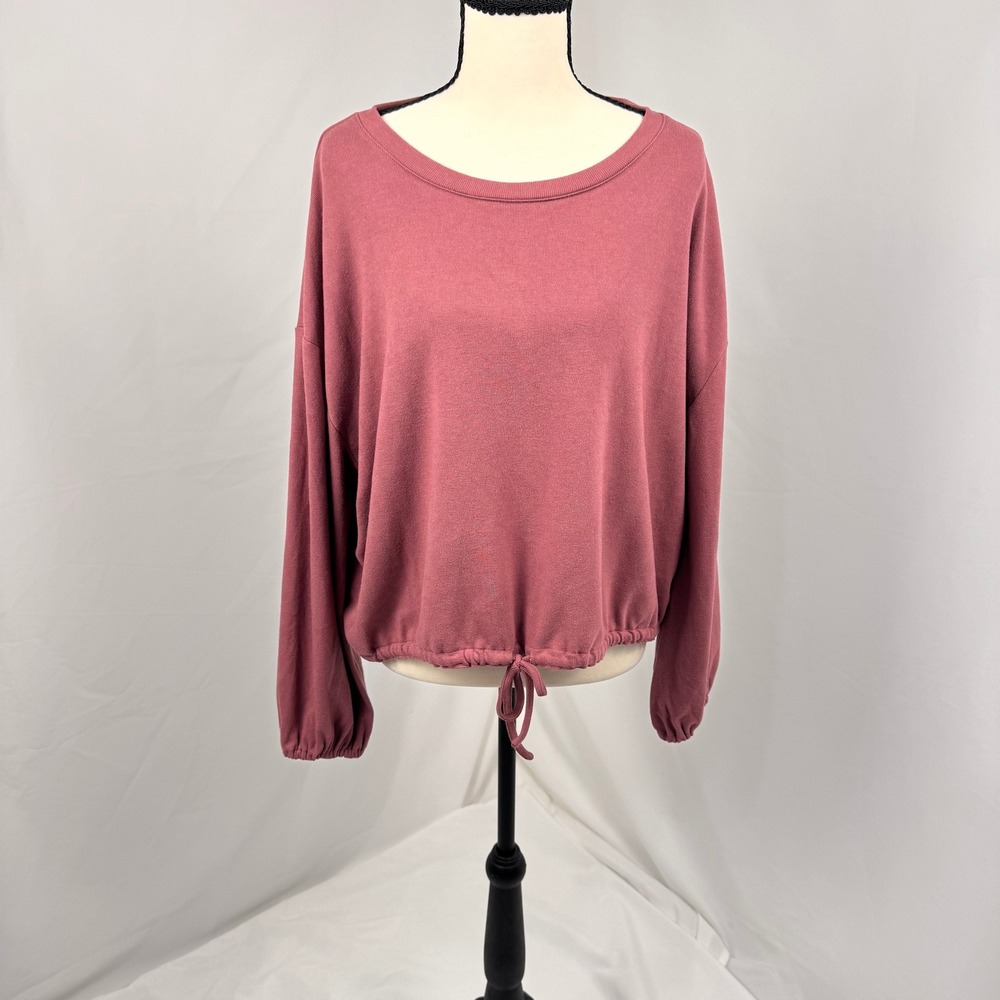 Fate Long Sleeve Top Women Medium Mauve Pink Adjustable Drawstring Hem Knit